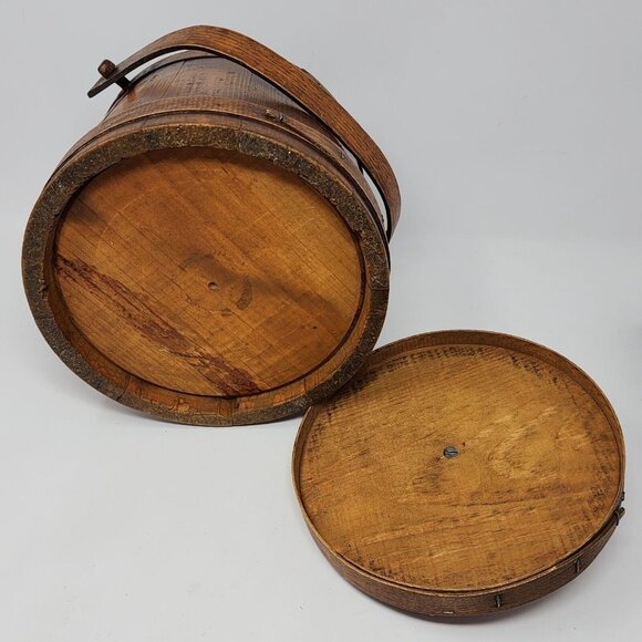 1940s Mountaineers Wooden Cookies Barrel Bucket Rustic Primitive Folk Art - Picture 11 of 11